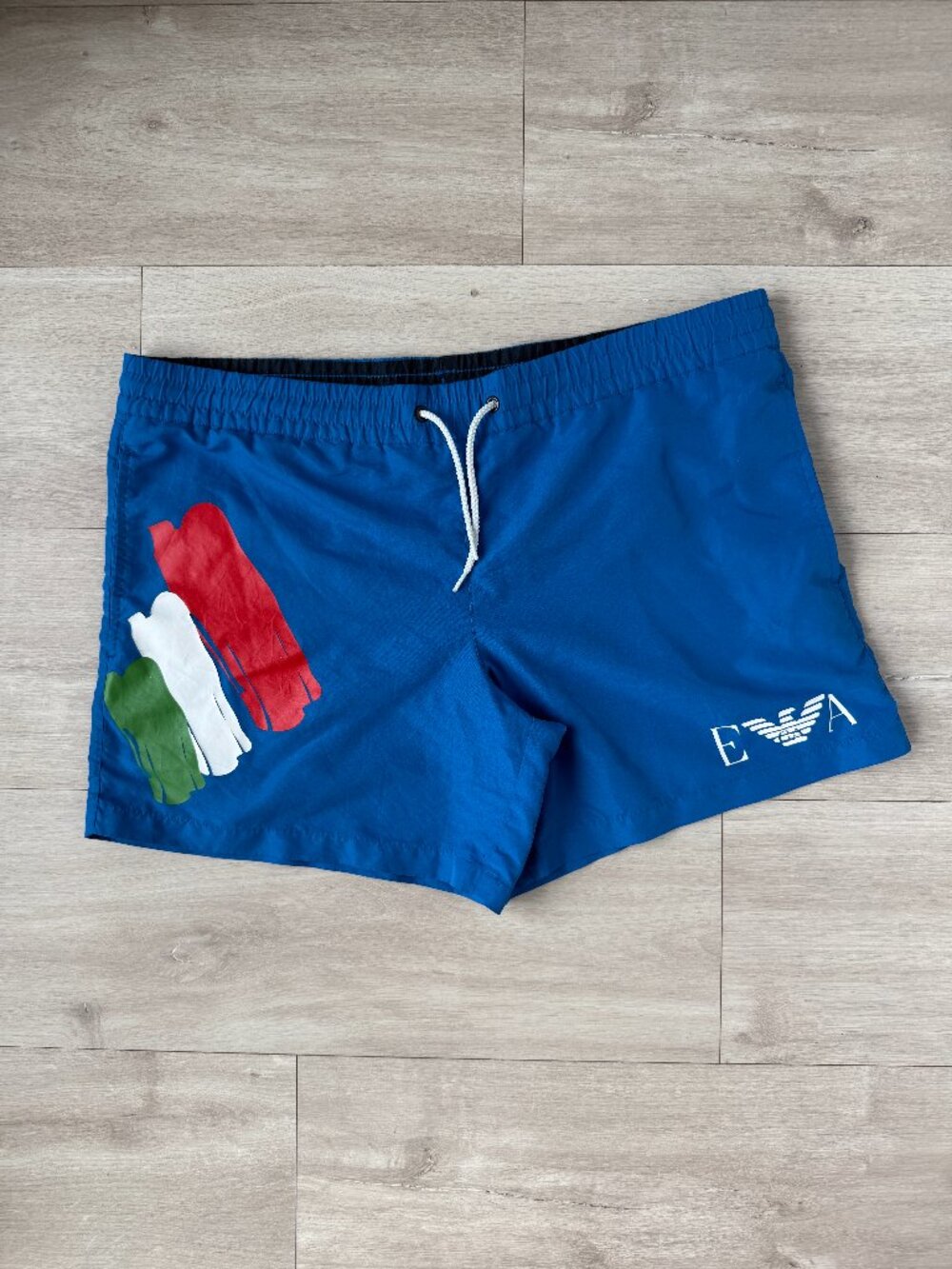 Emporio Armani Swim Trunks Blue Nylon Italian Flag Large